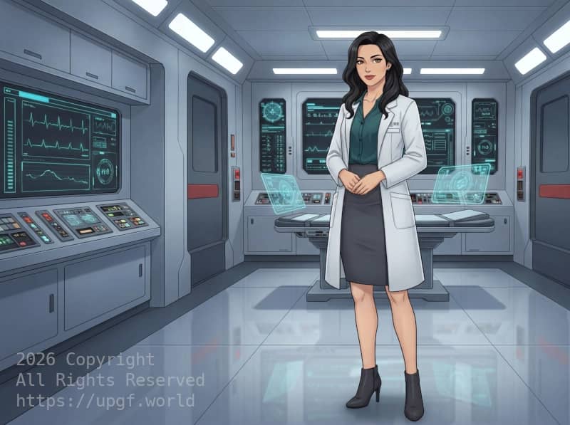 The official profile image of Chief Medical Officer of UPGF Galactic Vessel, Zephyrus, Dr. Oriana Guarina